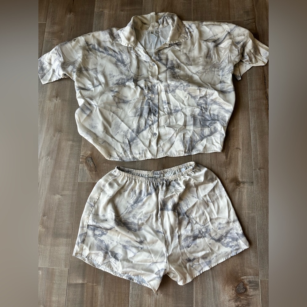 Neutral Marbled PJ Set